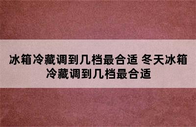 冰箱冷藏调到几档最合适 冬天冰箱冷藏调到几档最合适